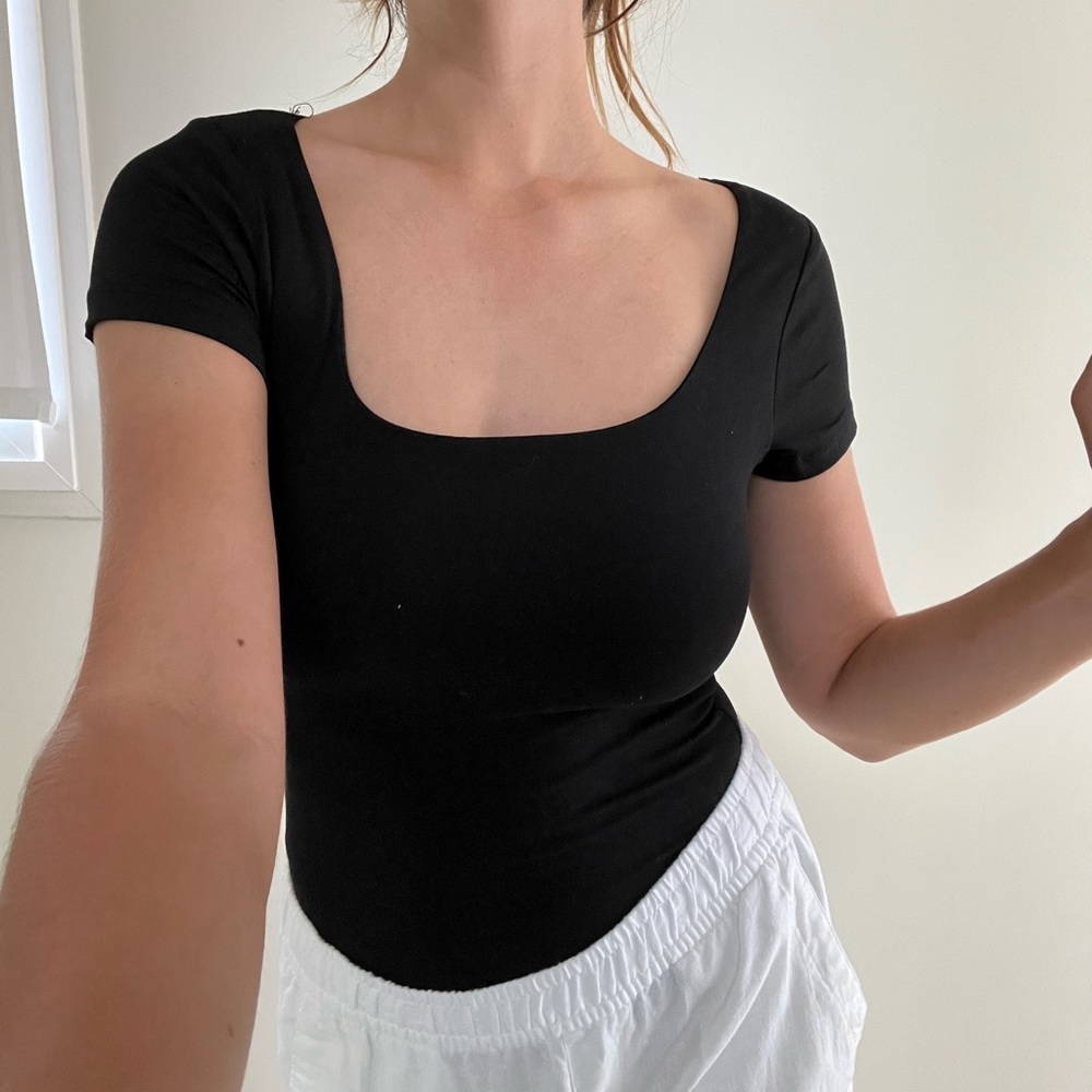 Black Square Neck Tee